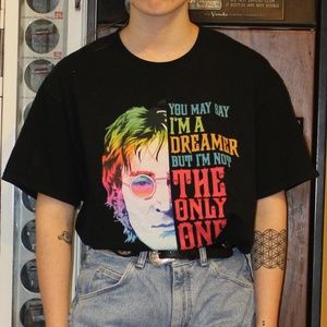 John Lennon Black and Multi-colored Dreamer Tee